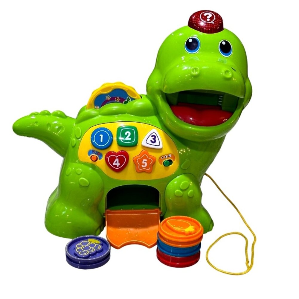VTech Chomp and Count DINO w 4 Food Coins Electronic Interactive Numbers VIDEO!!